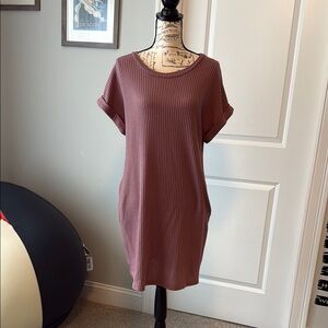 Casual Mauve Waffle Knit Dress